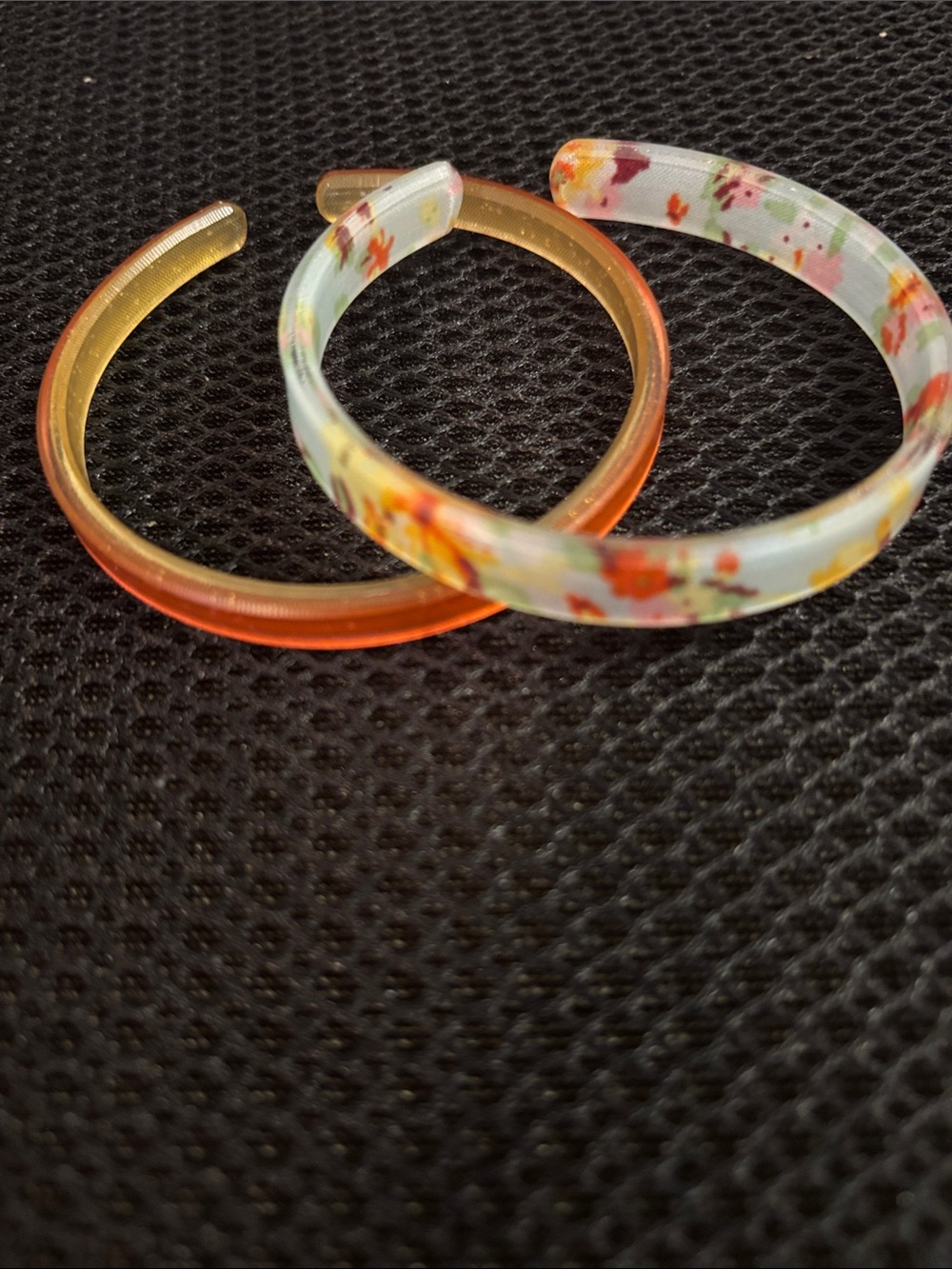 Floral resin Translucent Orange & White Bangle Set - Women Jewelry